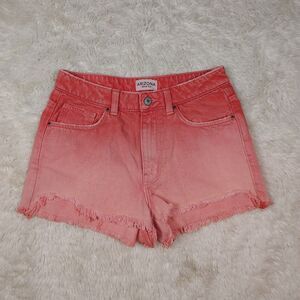 NWOT Arizona Jean Co Ombre Coral Red To Pink Raw Hem Shorts Sz 7